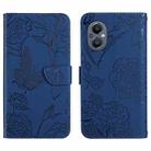 For OnePlus Nord N20 5G Skin Feel Butterfly Peony Embossed Leather Phone Case(Blue) - 1