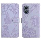 For OnePlus Nord N20 5G Skin Feel Butterfly Peony Embossed Leather Phone Case(Purple) - 1