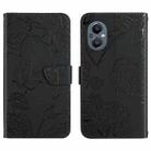 For OnePlus Nord N20 5G Skin Feel Butterfly Peony Embossed Leather Phone Case(Black) - 1