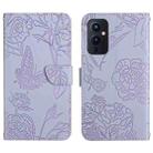 For OnePlus 9 Skin Feel Butterfly Peony Embossed Leather Phone Case(Purple) - 1