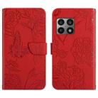 For OnePlus 10 Pro Skin Feel Butterfly Peony Embossed Leather Phone Case(Red) - 1