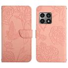 For OnePlus 10 Pro Skin Feel Butterfly Peony Embossed Leather Phone Case(Pink) - 1