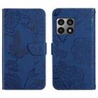 For OnePlus 10 Pro Skin Feel Butterfly Peony Embossed Leather Phone Case(Blue) - 1