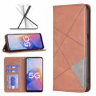 For OPPO A96 5G Prismatic Invisible Magnetic Leather Phone Case(Brown) - 1