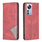 For Xiaomi 12 Pro Prismatic Invisible Magnetic Leather Phone Case(Red) - 2