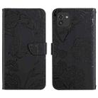 For Samsung Galaxy A03 164mm Skin Feel Butterfly Peony Embossed Leather Phone Case(Black) - 1