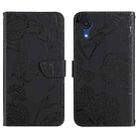 For Samsung Galaxy A03 Core Skin Feel Butterfly Peony Embossed Leather Phone Case(Black) - 1
