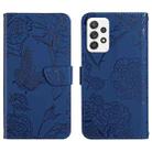 For Samsung Galaxy A32 4G Skin Feel Butterfly Peony Embossed Leather Phone Case(Blue) - 1