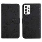 For Samsung Galaxy A32 4G Skin Feel Butterfly Peony Embossed Leather Phone Case(Black) - 1
