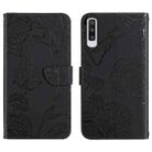 For Samsung Galaxy A50 Skin Feel Butterfly Peony Embossed Leather Phone Case(Black) - 1