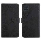 For Samsung Galaxy A71 5G Skin Feel Butterfly Peony Embossed Leather Phone Case(Black) - 1