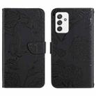 For Samsung Galaxy A82 Skin Feel Butterfly Peony Embossed Leather Phone Case(Black) - 1