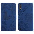 For Samsung Galaxy M10 / A10 Skin Feel Butterfly Peony Embossed Leather Phone Case(Blue) - 1
