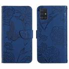 For Samsung Galaxy M51 Skin Feel Butterfly Peony Embossed Leather Phone Case(Blue) - 1