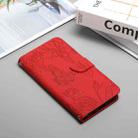 For Samsung Galaxy Note20 Skin Feel Butterfly Peony Embossed Leather Phone Case(Red) - 2