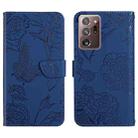 For Samsung Galaxy Note20 Ultra Skin Feel Butterfly Peony Embossed Leather Phone Case(Blue) - 1