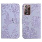 For Samsung Galaxy Note20 Ultra Skin Feel Butterfly Peony Embossed Leather Phone Case(Purple) - 1