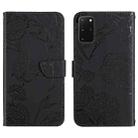 For Samsung Galaxy S20+ Skin Feel Butterfly Peony Embossed Leather Phone Case(Black) - 1