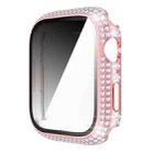 Diamond PC + Tempered Glass Watch Case For Apple Watch Series 9 / 8 / 7 41mm(Pink) - 1