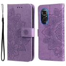 For Honor 50 SE / Huawei nova 9 SE 7-petal Flowers Embossed Flip Leather Phone Case(Light Purple) - 1