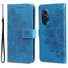 For Honor 50 SE / Huawei nova 9 SE 7-petal Flowers Embossed Flip Leather Phone Case(Blue) - 1