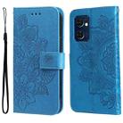 For OPPO Find X5 Lite / Reno7 5G 7-petal Flowers Embossed Flip Leather Phone Case(Blue) - 1