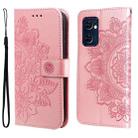 For OPPO Find X5 Lite / Reno7 5G 7-petal Flowers Embossed Flip Leather Phone Case(Rose Gold) - 1