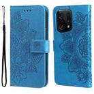 For OPPO Find X5 7-petal Flowers Embossed Flip Leather Phone Case(Blue) - 1
