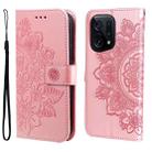 For OPPO Find X5 7-petal Flowers Embossed Flip Leather Phone Case(Rose Gold) - 1