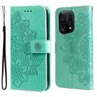 For OPPO Find X5 Pro 7-petal Flowers Embossed Flip Leather Phone Case(Green) - 1