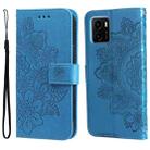 For vivo Y15s 2021 / Y15a 7-petal Flowers Embossed Flip Leather Phone Case(Blue) - 1