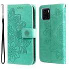 For vivo Y15s 2021 / Y15a 7-petal Flowers Embossed Flip Leather Phone Case(Green) - 1