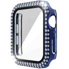 Double-Row Diamond PC+Tempered Glass Watch Case For Apple Watch Series 6&SE&5&4 40mm(Navy Blue) - 1