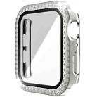 Double-Row Diamond PC+Tempered Glass Watch Case For Apple Watch Series 6&SE&5&4 44mm(Silver) - 1