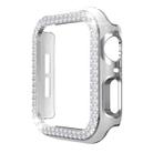 Double-Row Diamond Two-color Electroplating PC Watch Case For Apple Watch Series 6&SE&5&4 40mm(White+Silver) - 1
