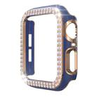 Double-Row Diamond Two-color Electroplating PC Watch Case For Apple Watch Series 6&SE&5&4 40mm(Navy Blue+Rose Gold) - 1