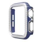 Double-Row Diamond Two-color Electroplating PC Watch Case For Apple Watch Series 6&SE&5&4 40mm(Navy Blue+Silver) - 1