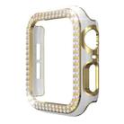 Double-Row Diamond Two-color Electroplating PC Watch Case For Apple Watch Series 6&SE&5&4 44mm(White+Gold) - 1
