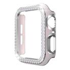 Double-Row Diamond Two-color Electroplating PC Watch Case For Apple Watch Series 6&SE&5&4 44mm(Pink+Silver) - 1