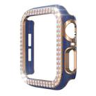 Double-Row Diamond Two-color Electroplating PC Watch Case For Apple Watch Series 6&SE&5&4 44mm(Navy Blue+Rose Gold) - 1