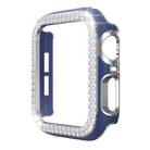 Double-Row Diamond Two-color Electroplating PC Watch Case For Apple Watch Series 6&SE&5&4 44mm(Navy Blue+Silver) - 1