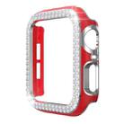 Double-Row Diamond Two-color Electroplating PC Watch Case For Apple Watch Series 6&SE&5&4 44mm(Red+Silver) - 1