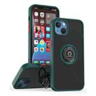 For iPhone 13 Q Shadow 1 Series TPU + PC Phone Case with Ring Holder(Dark Green) - 1