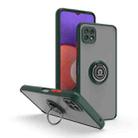 For Samsung Galaxy A22 5G Q Shadow I Ring Kickstand PC and TPU Hybrid Phone Case(Dark Green) - 1
