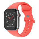 Butterfly Buckle Silicone Watch Band, Size: L For Apple Watch Series 9&8&7 41mm / SE 3&SE 2&6&SE&5&4 40mm / 3&2&1 38mm(Coral Red) - 1