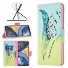 For Motorola Moto G22 Colored Drawing Pattern Leather Phone Case(Feather) - 1