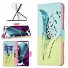 For Motorola Moto G200 5G / Edge S30 5G Colored Drawing Pattern Leather Phone Case(Feather) - 1