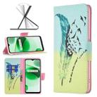For OPPO Realme C35 Colored Drawing Pattern Leather Phone Case(Feather) - 1