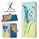 For ZTE Blade A51 Colored Drawing Pattern Leather Phone Case(Feather) - 1