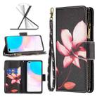 For Honor 50 Lite / Huawei nova 8i Colored Drawing Pattern Zipper Leather Phone Case(Lotus) - 1